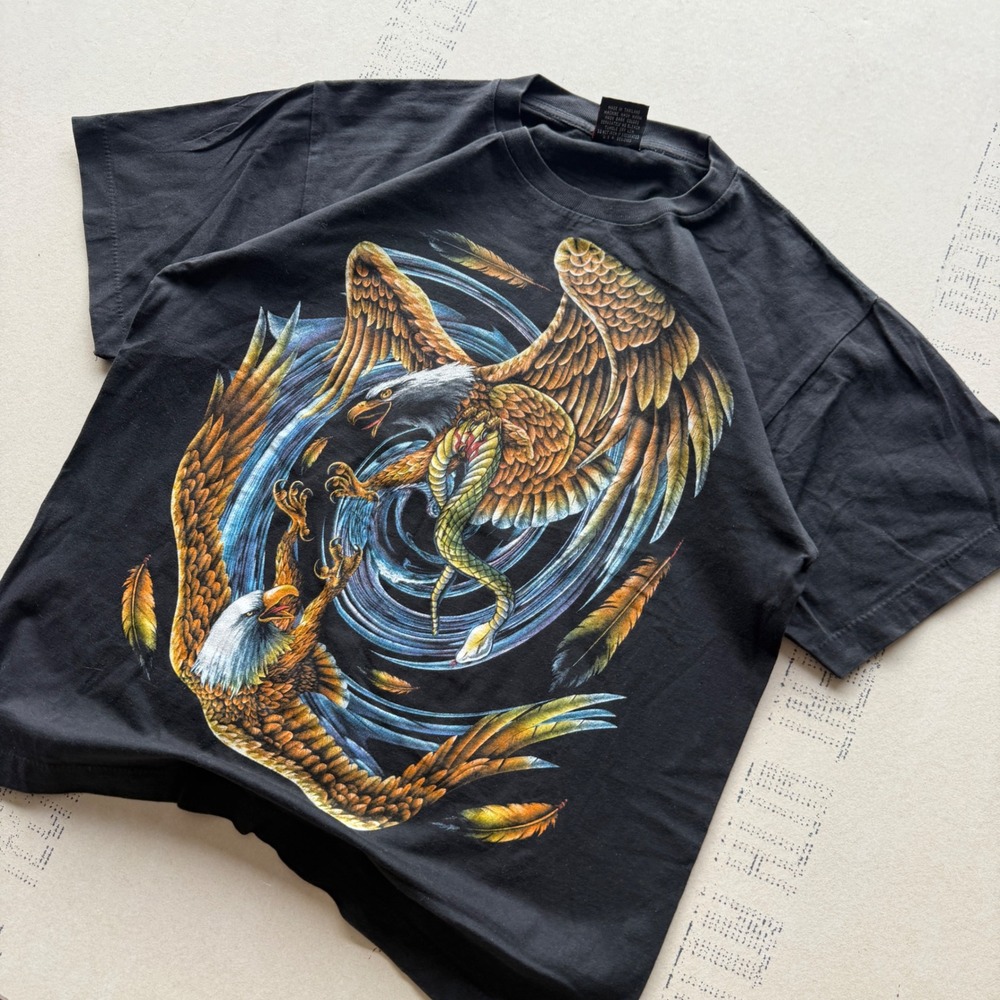 Vintage 90's Rare Rock Eagle Biker AOP T-shirt